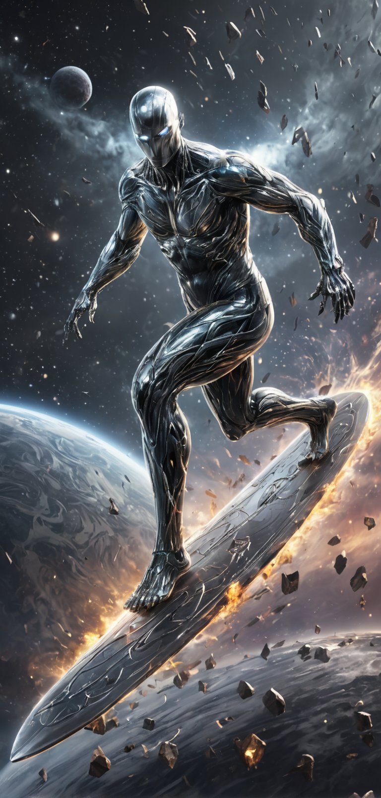 (extremely detailed 8k wallpaper),  a medium full body photo of silver surfer ,  intricate by viper_66789(akr) on Tensor.Art