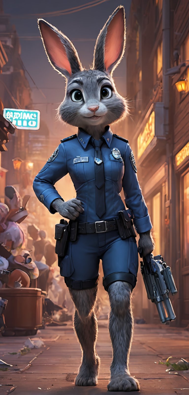(extremely detailed 8k wallpaper),  a medium full body photo of officer hopps of zootopia,  intricate by viper_66789(akr)...