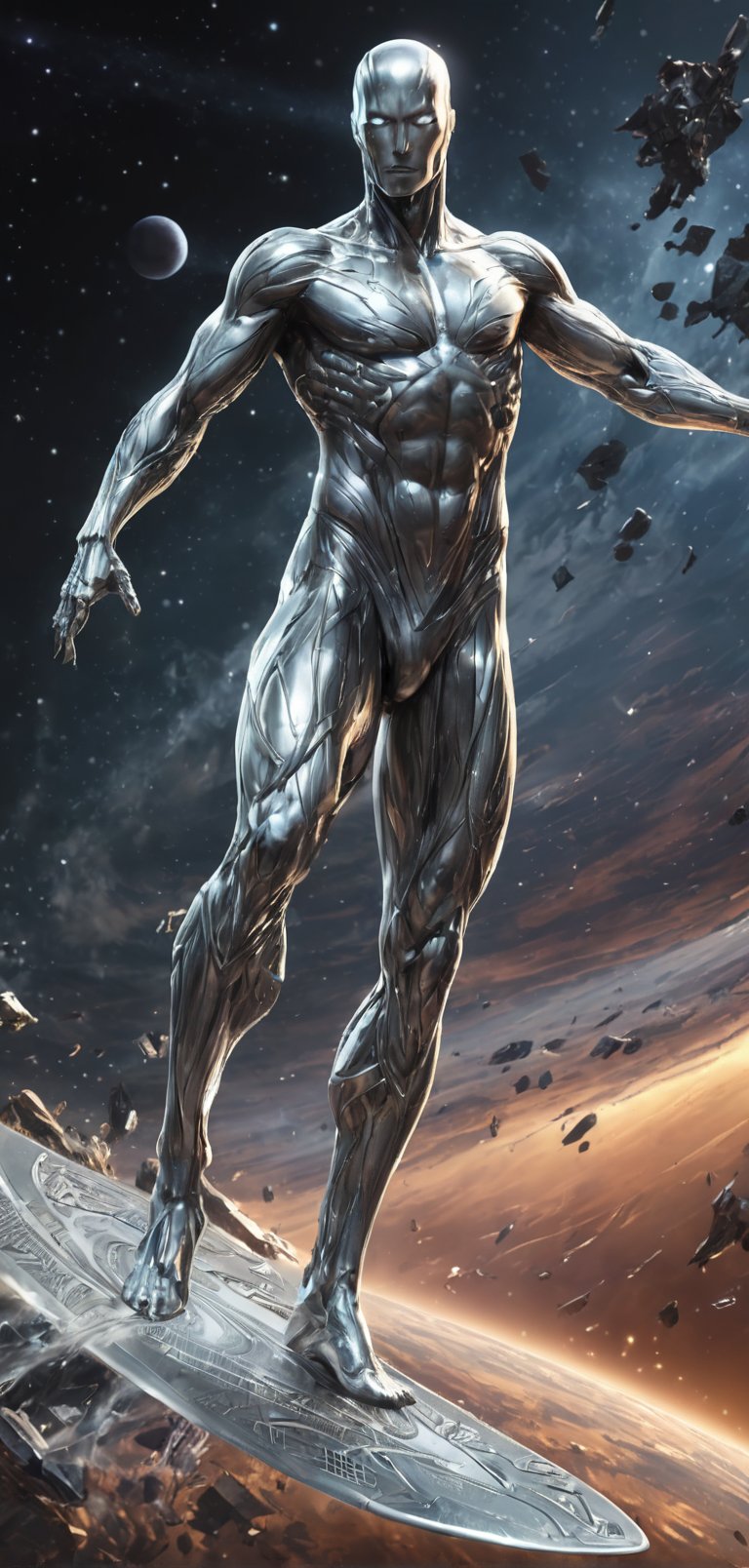(extremely detailed 8k wallpaper),  a medium full body photo of silver surfer ,  intricate by viper_66789(akr) on Tensor.Art