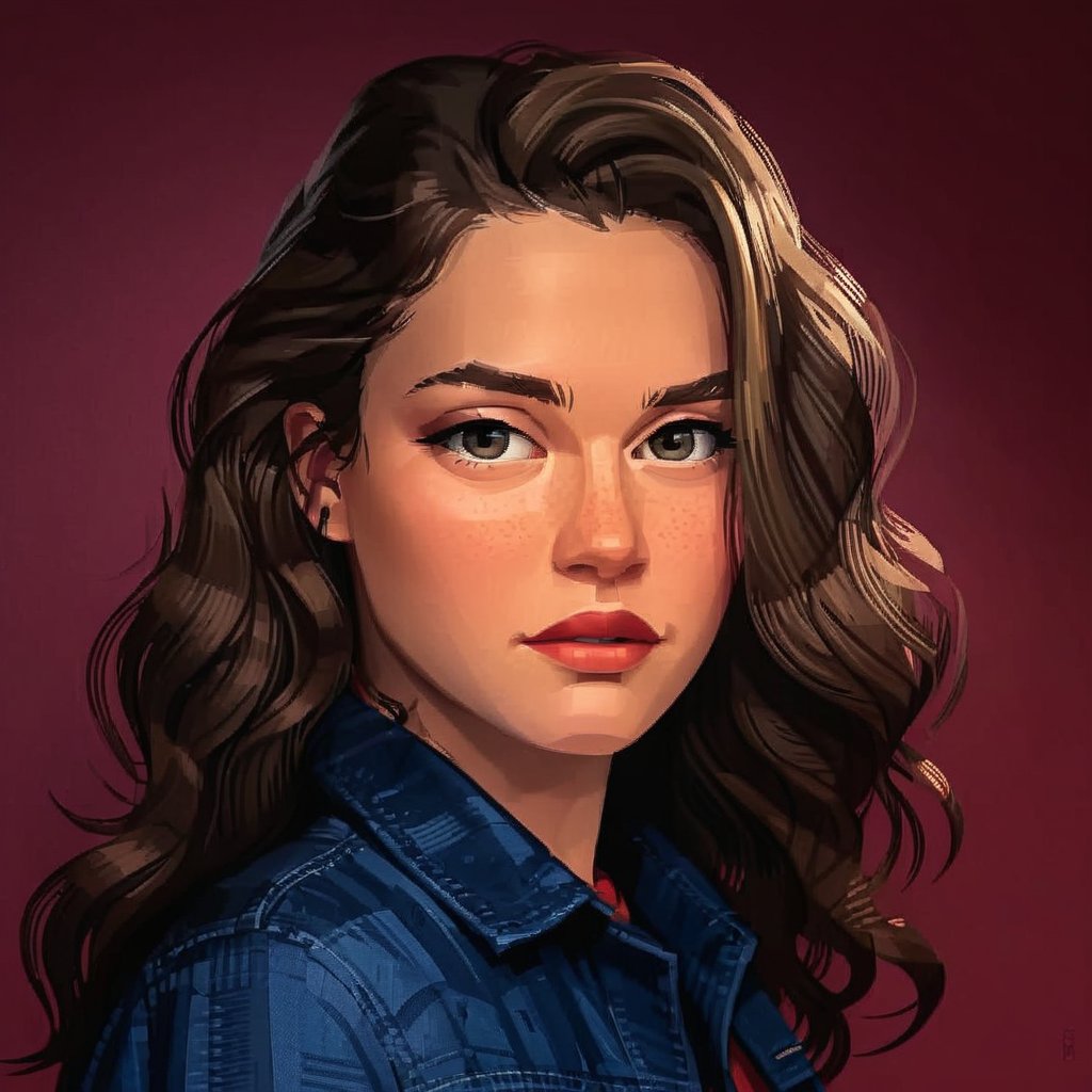 full format portrait of Cailee Spaeny, realistic skin, Meybis Ruiz Cruz, photorealistic, front view, perfectly framed portrait, style features, backlighting, in the style of the cycle frontier,MRC,MeybisRuizCruz,