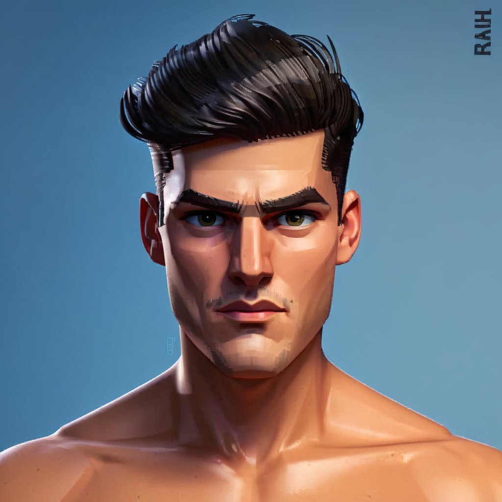 full format portrait of ÁLVARO MORATA, sharp stylized facial features, Highres hair strands, 

photorealistic skin texture, sharp 3D character sculpt, 

backlighting, 

in the style of the cycle frontier, MRC, MeybisRuizCruz, Meybis Ruiz Cruz