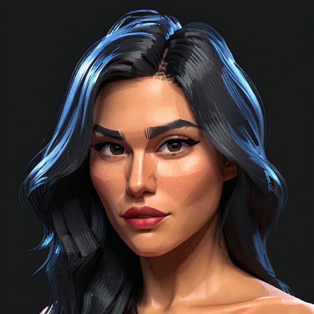 full format portrait of Elodie Yung, sharp stylized facial features, Highres hair strands, 

photorealistic skin texture, sharp 3D character sculpt, 

backlighting, 

in the style of the cycle frontier, MRC, MeybisRuizCruz, Meybis Ruiz Cruz