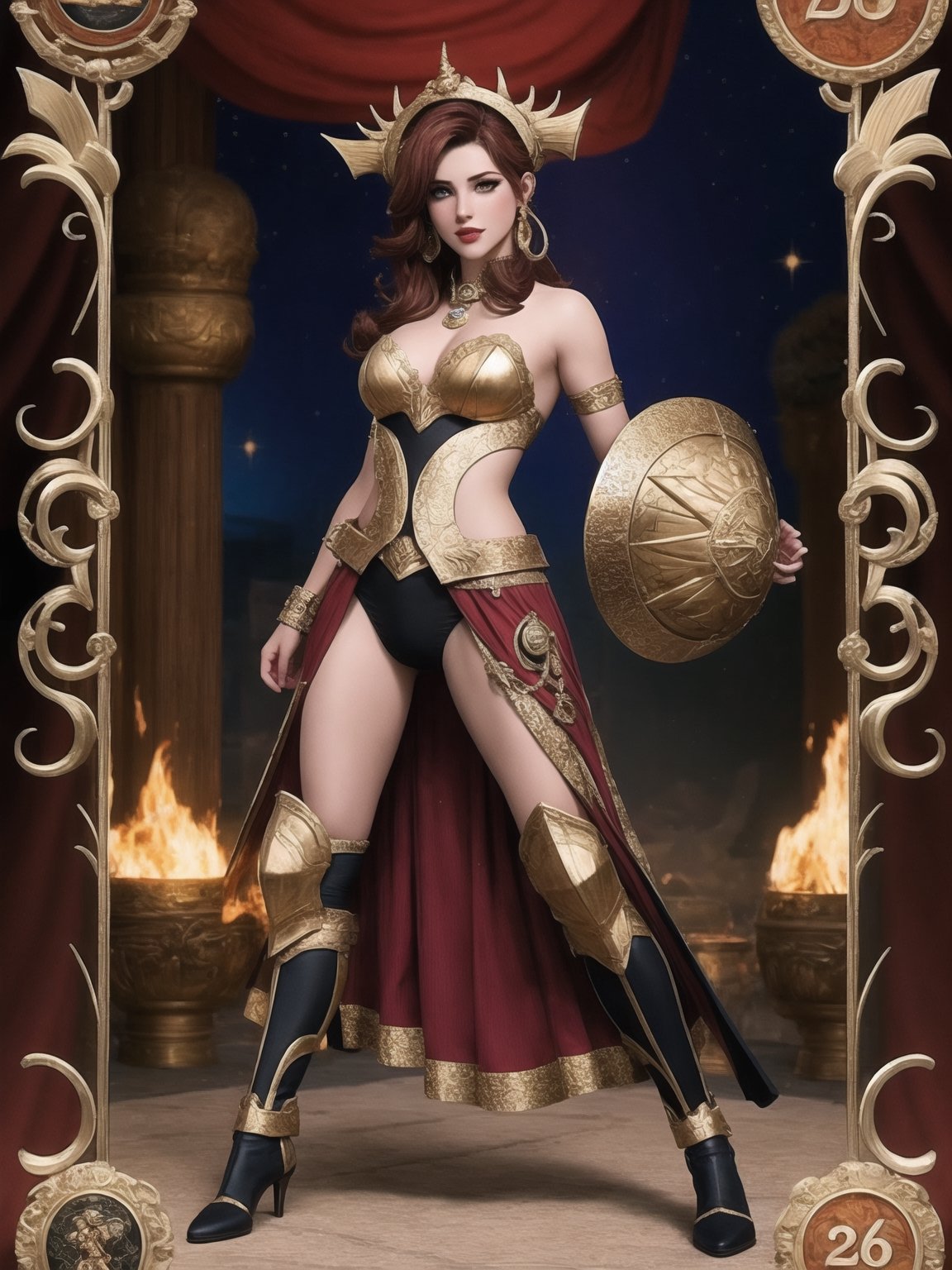 "Crea un character sheet completo para la versión femenina del Caballero de Aries,  {nombre de la caballera}. Este charact...