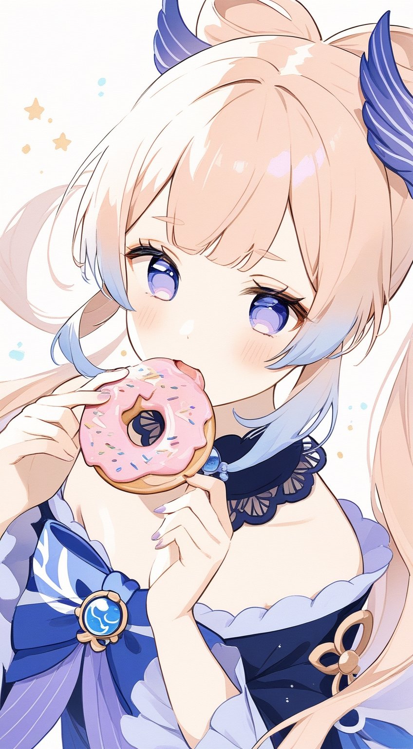 Kokomi Genshin Impact, cute beauty eating a donut