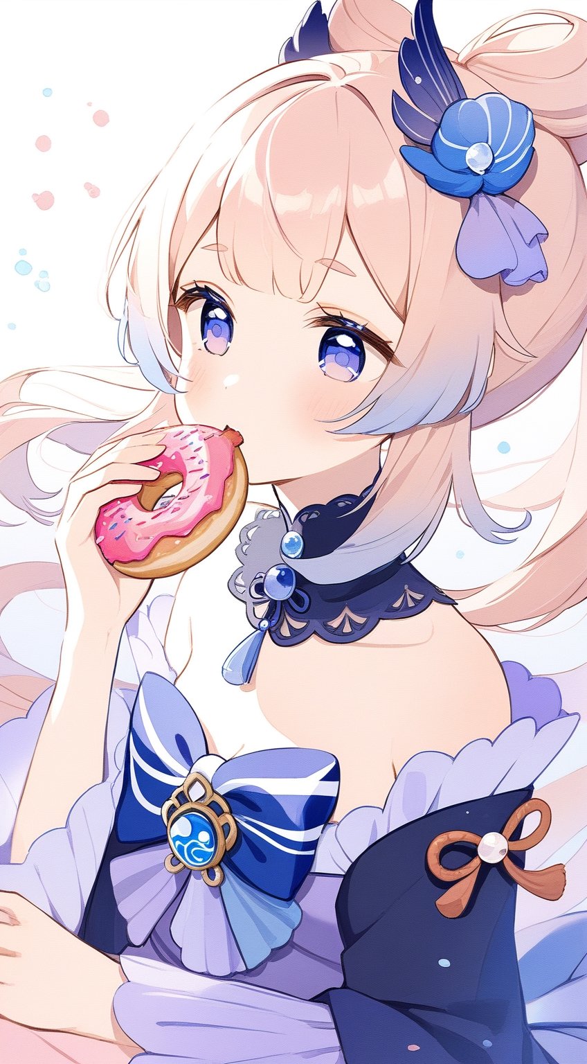 Kokomi Genshin Impact, cute beauty eating a donut