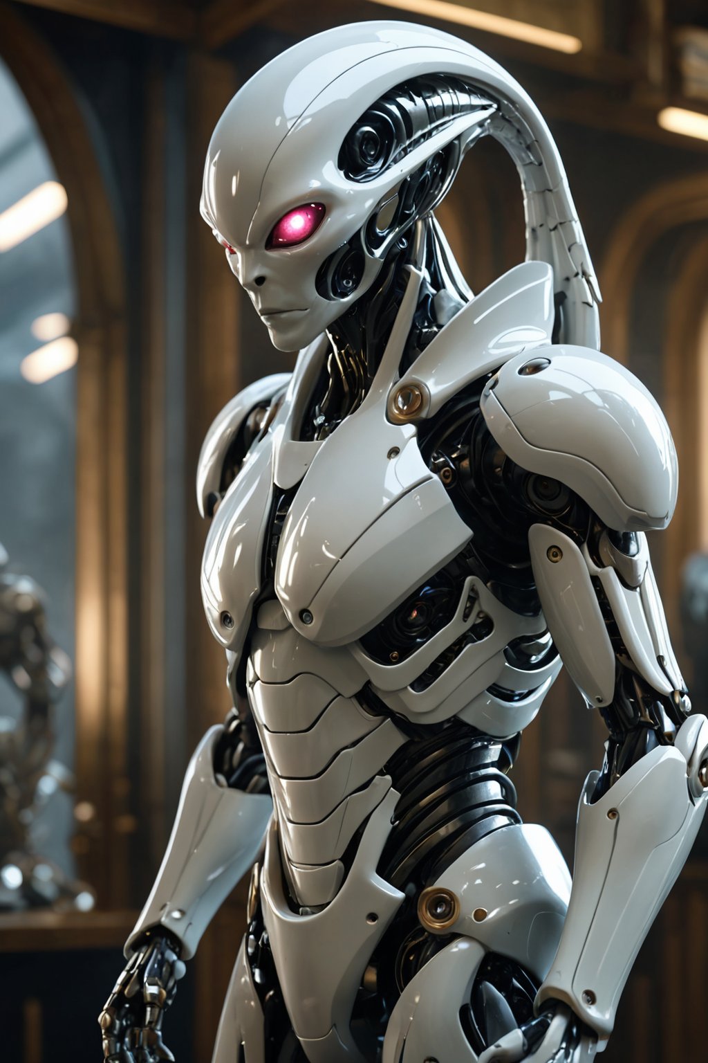 Robot alien in a porcelain suit of armor,  futuristic,  sci-fi by Froggy100 on Tensor.Art