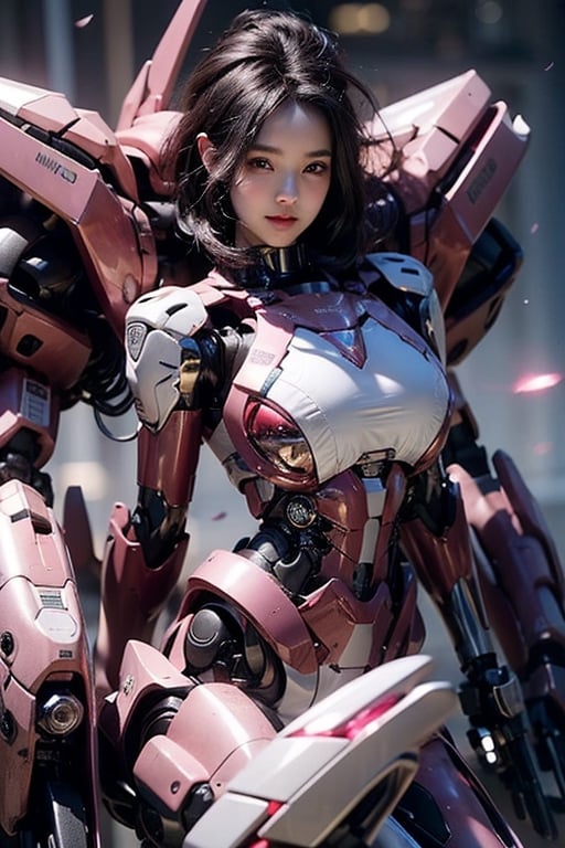 (smile:1.4),realistic detail face, venusbody,( Round and big breasts:1.1), (blue eyes:1.5), (Ultra-shiny Reflective red cyborg body covering the all body:1.5), (Ultra-shiny Reflective red Cyborg cover to protect arms and legs:1.5),more fine detail, (bob cut:1.2), (powerful light on the chest:1.3), Young Sensual Gravure Idol, teats, (huge tit:1.3), cyberpunked, Golden ratio body, face perfect, a Pretty face, The face of a young actress in Japan, (black hair:1.6), Tied waist, perfect foot, perfect hand, Clean facial skin, perfect fingers, bob cut, Smiled face, A futuristic, depth of fields, reflective light, retinas, awardwinning, ultra hight resolution, Lights are shining all over the body, High detailed, parted lips, mecha, asian girl, 1girl, solo, beauty face, perfect face,more mecha, reflection light, 8K, Anatomically correct, Textured skin, high details, High quality, Pink lights on the chest, Pink lighting at the navel area, Pink lights on the sides, Pink lights on the knees ,
,mecha