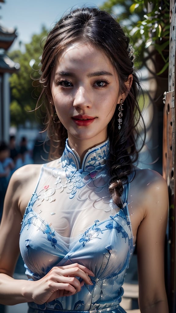 (best quality,masterpiece:1.2),ultra detailed,(photo realistic:1.4),solo,cute girl,seethrough_china_dress,,
,seethrough_china_dress,,
,High detailed , cowboy_shot,cow_girl_position, smile