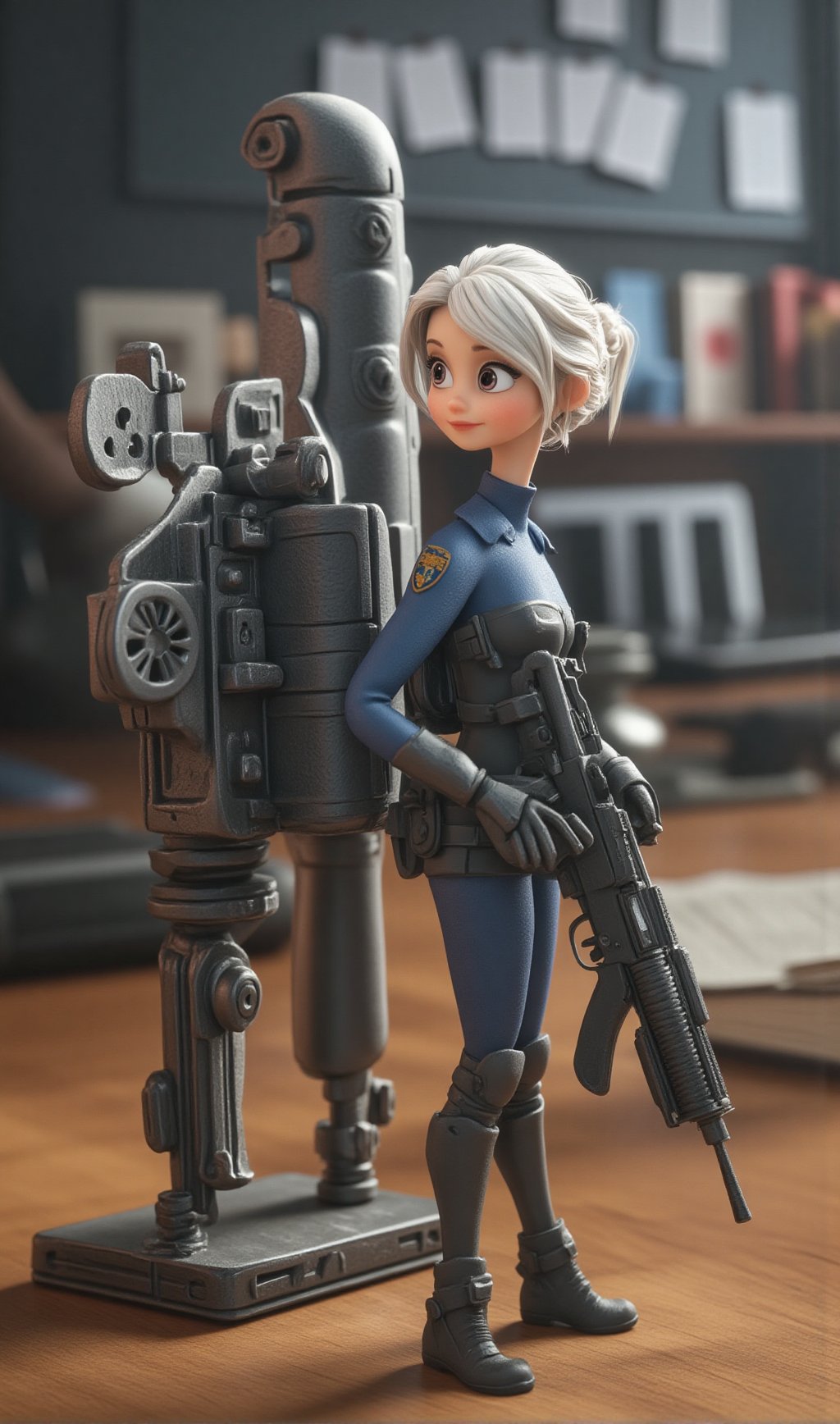 A disney pixar style figurine with stand plate on a desk,  1girl,  solo by EclipseKww on Tensor.Art
