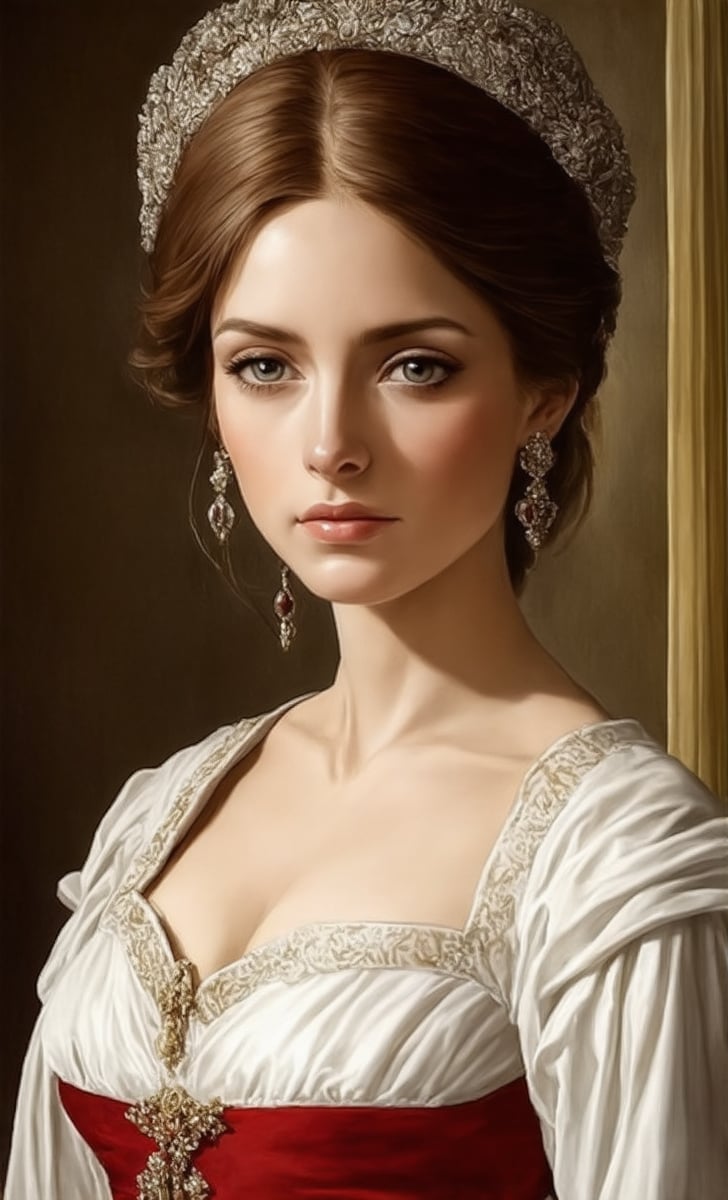 A close-up portrait of a medieval princess. She exudes nobility and elegance, adorned in attire and accessories typical of the medieval era, featuring ornate and sophisticated designs. Her face carries a serene and restrained expression, with deep and thoughtful eyes. Soft lighting gently highlights her features, while the background captures a royal ambiance.
BREAK
settings:(rule of thirds:1.3),perfect composition,depth of perspective,(masterpiece,best quality,detailed,realistic), chiaroscuro lighting
BREAK
by Antonio Lopez,Diego Koi,David Parrish,Canaletto and Edward Hopper,ek_real_b00ster,ek_art_b00ster,ek_ani_b00ster