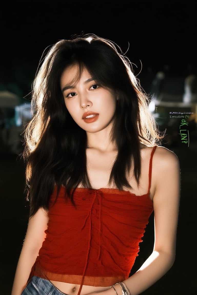 photo of a woman in red top at night,  rim-lit,  ek_hena_kww by EclipseKww on Tensor.Art