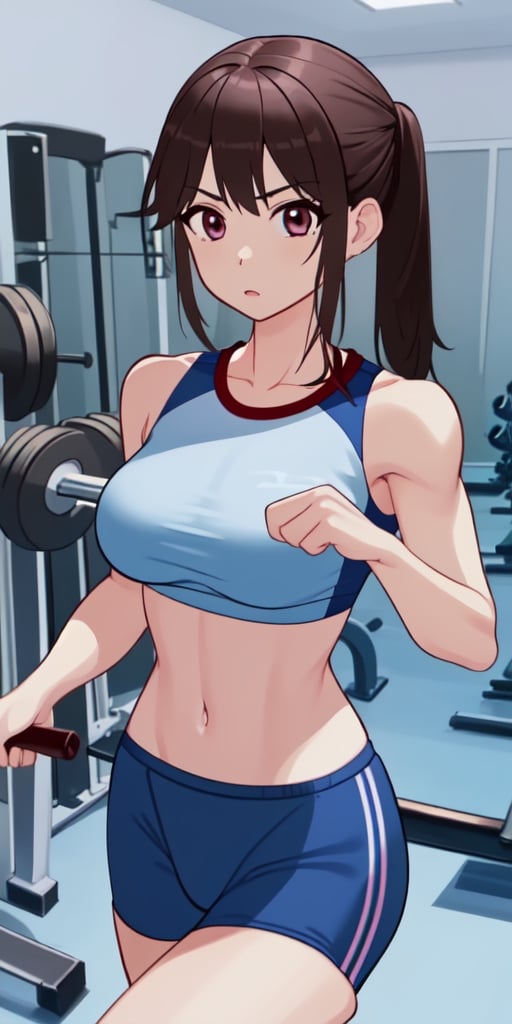 Girl, gym costume, training, Korean comic, gym. 