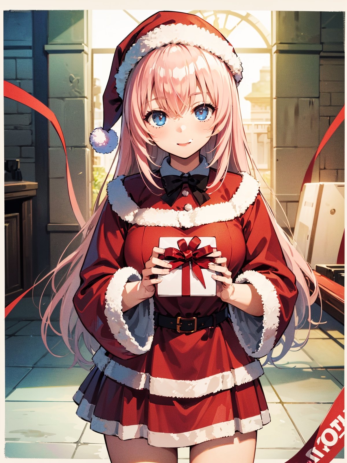 //Quality,
(masterpiece), (best quality), 8k illustration,
//Character,
overlordentoma, 1girl, solo, smile, gift
//Fashion,
santa_costume,
//Background,
indoors, christmas, 
//Others,
,aahonami