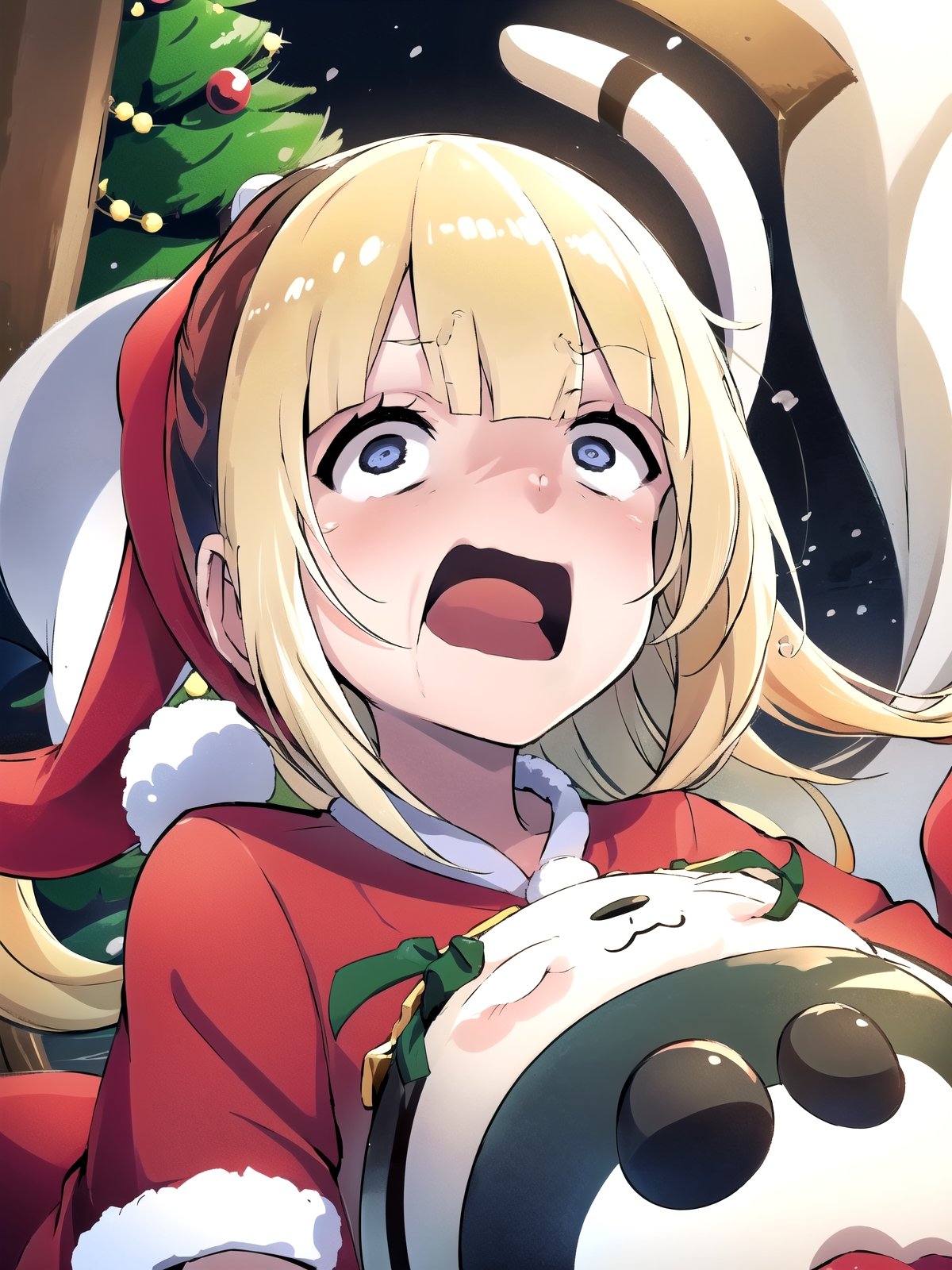 //Quality,
(masterpiece), (best quality), 8k illustration,
//Character,
1girl, solo, smile, 
//Fashion,
santa_costume,
//Background,
indoors, christmas, 
//Others,
aquascreaming,aakei