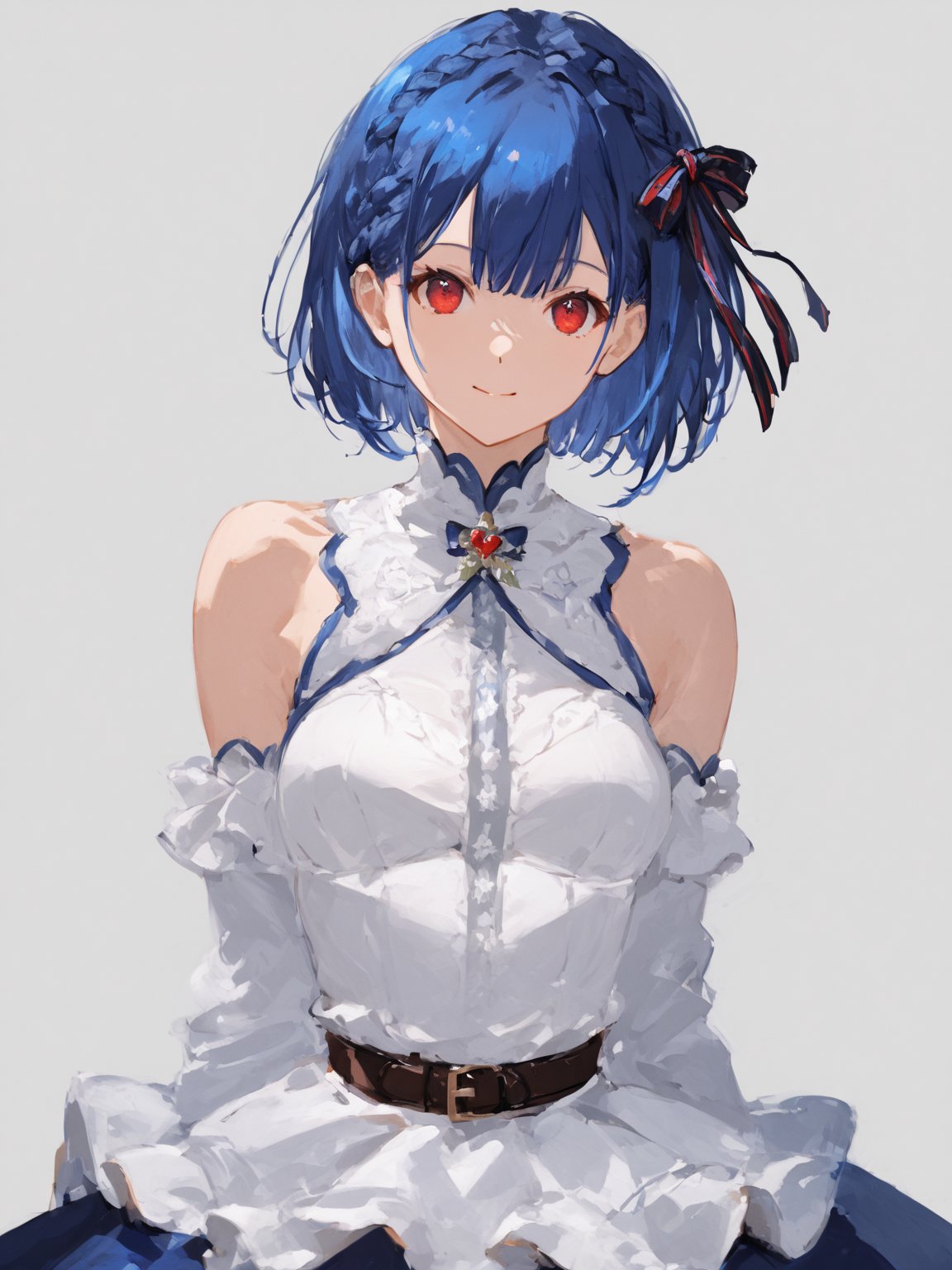 score_9,score_8_up,score_7_up,score_6_up, masterpiece, best quality, 8k, 8k UHD, ultra-high resolution, ultra-high definition, highres
,//Character, 
1girl, solo, short hair, blue hair, shiny hair, red eyes, bangs, braid
,//Fashion, 
santa_costume, hair ribbon
,//Background, white_background
,//Others, ,Expressiveh,
dynamic pose, dark energy