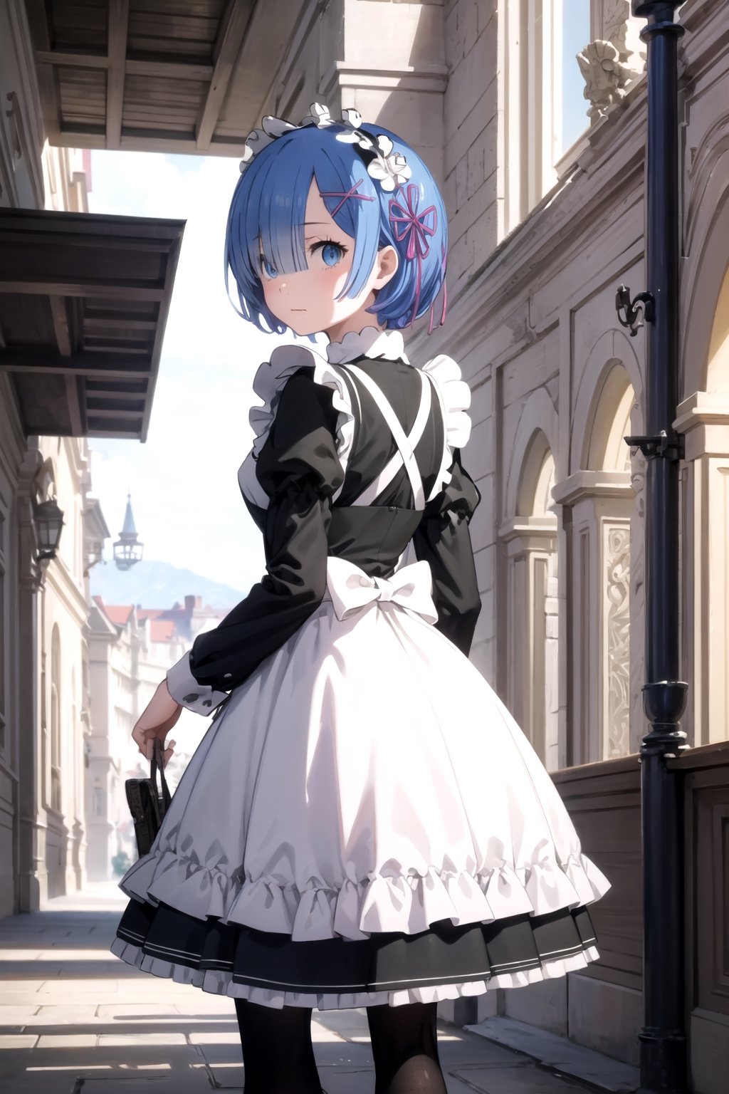 //Quality,
masterpiece, best quality
,//Character,
1girl, solo
,//Fashion,
,//Background,
white_background, simple_background
,//Others,
,rem, roswaal mansion maid uniform, maid headdress