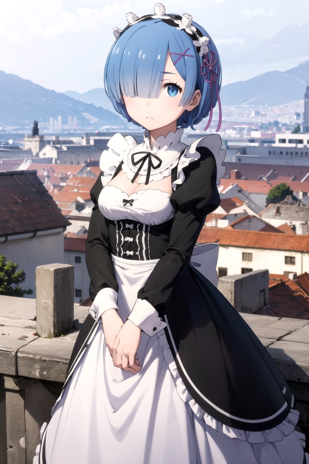 //Quality,
masterpiece, best quality
,//Character,
1girl, solo
,//Fashion,
,//Background,
white_background, simple_background
,//Others,
,rem, roswaal mansion maid uniform, maid headdress