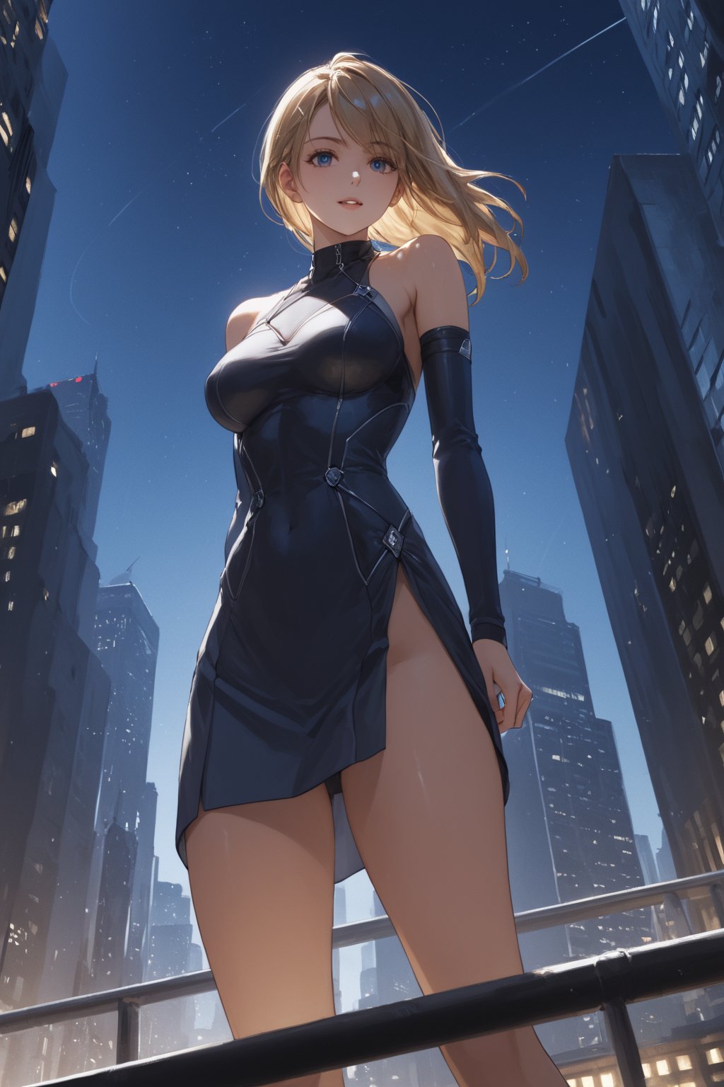 masterpiece, best quality, 8k, 8k UHD, ultra-high resolution, ultra-high definition, highres, cinematic lighting
,//Character, 
1girl, solo
,//Fashion, 
,//Background, 
,//Others, ,Expressiveh, hentai, 
A woman performing a high-wire act between skyscrapers, city lights twinkling far below.