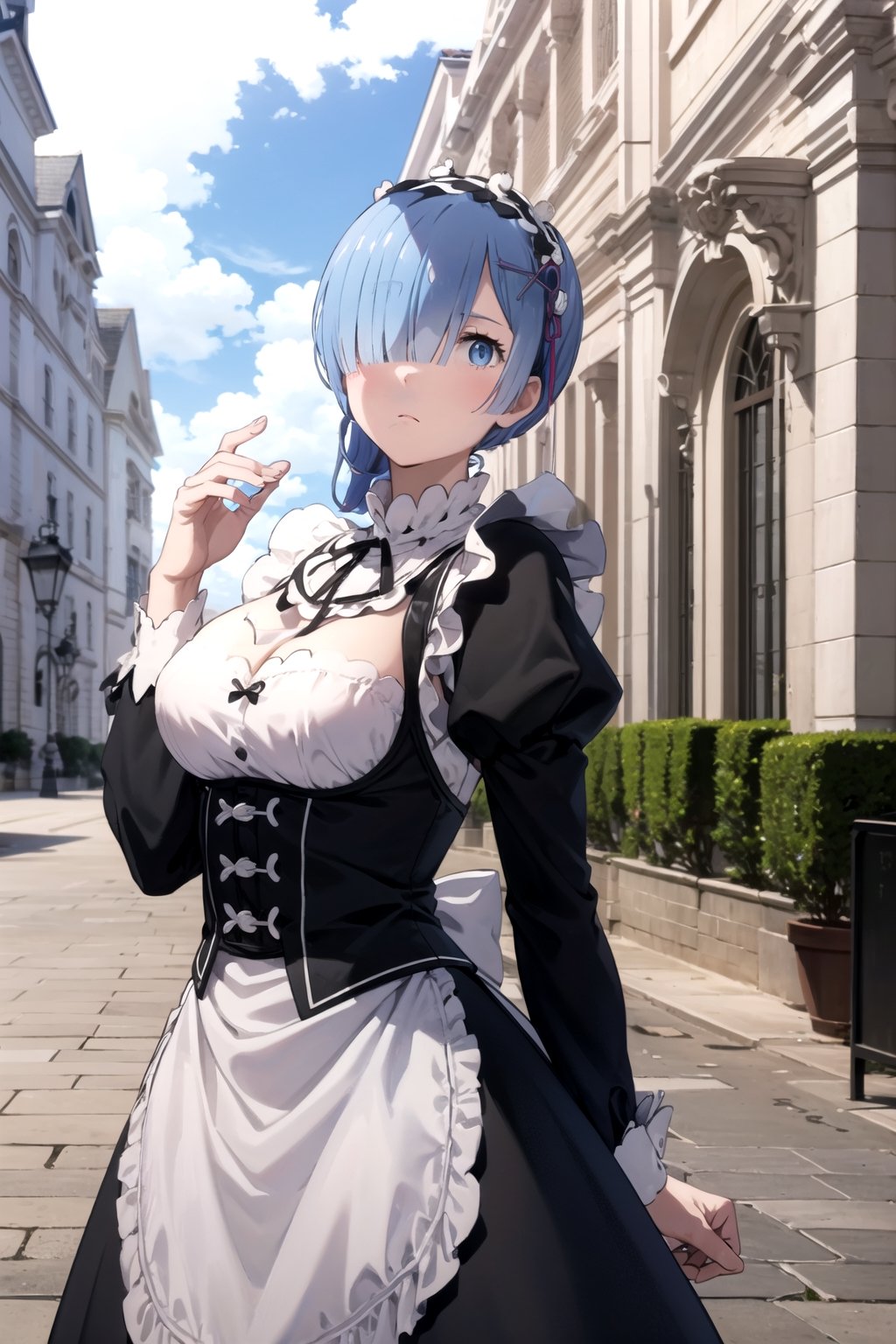 //Quality,
masterpiece, best quality
,//Character,
1girl, solo
,//Fashion,
,//Background,
white_background, simple_background
,//Others,
,rem, roswaal mansion maid uniform, maid headdress