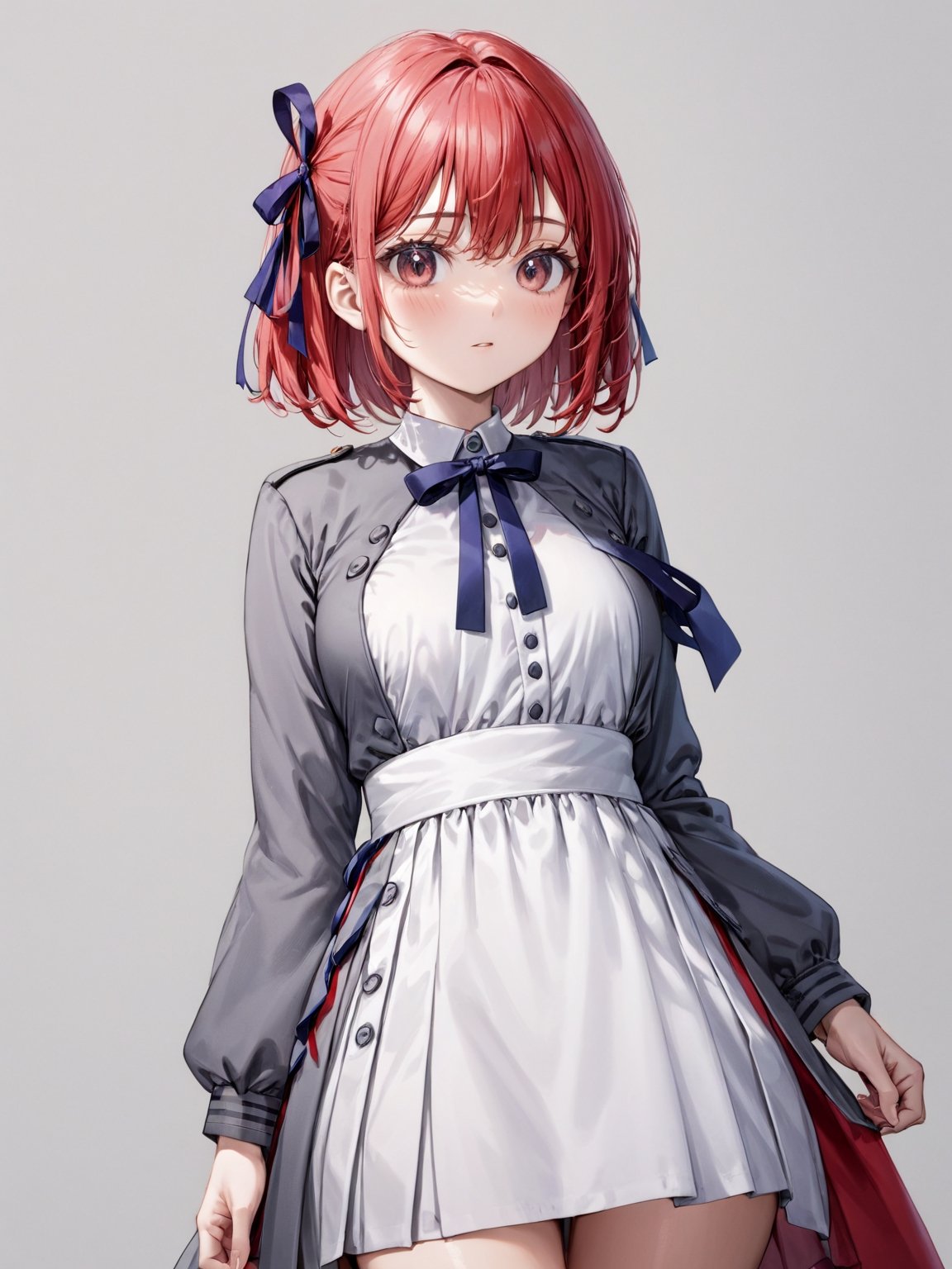 //Quality,
photo r3al, detailmaster2, masterpiece, photorealistic, 8k, 8k UHD, best quality, ultra realistic, ultra detailed, hyperdetailed photography, real photo
,//Character,
1girl, solo, nishikigi chisato, bob cut
,//Fashion,
hair ribbon, lycoris uniform, two-tone dress, red dress, grey dress, neck ribbon, long sleeves
,//Background,
,//Others,
,nishikigi chisato