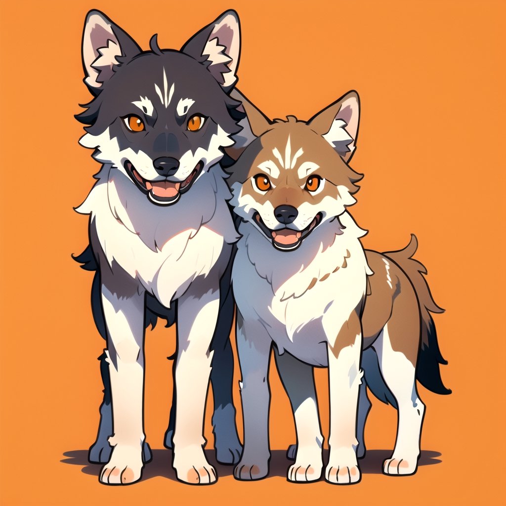 coloredic0n icon, a wolfdog, light_orange_background,cartoon,full_body