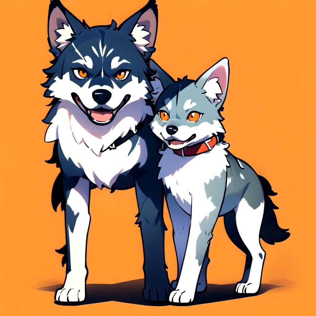 coloredic0n icon, a wolfdog, light_orange_background,cartoon,full_body