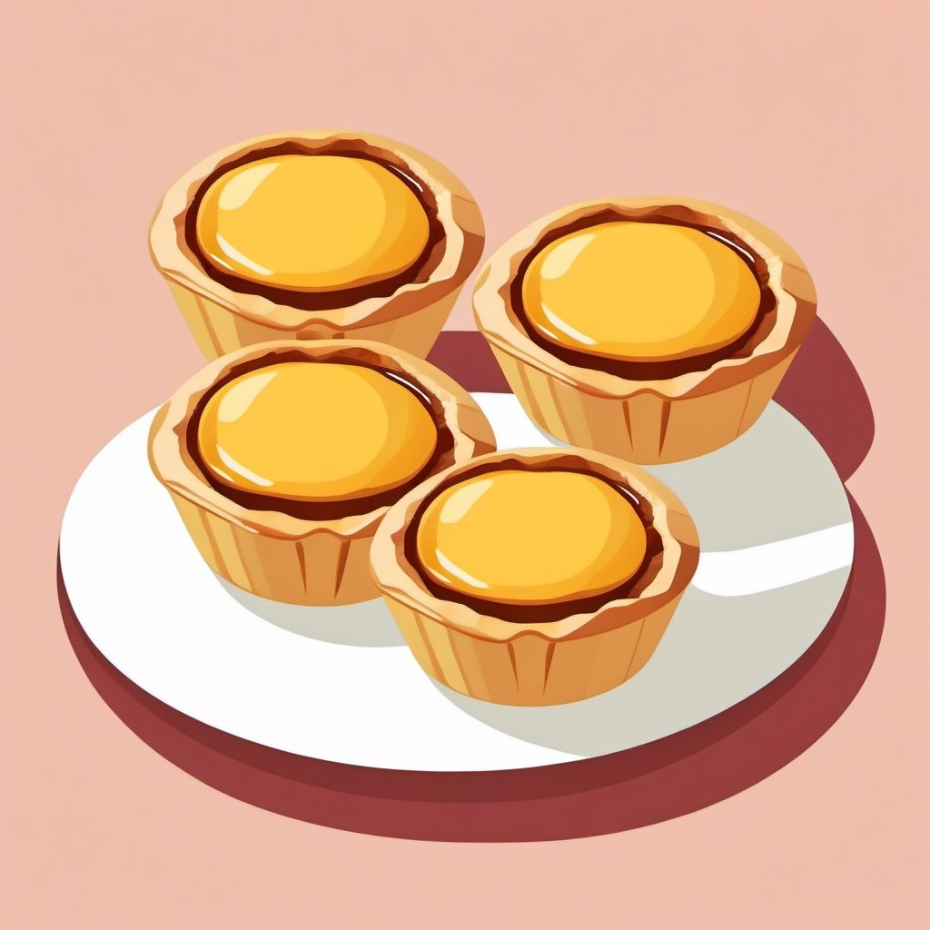 Portuguese Egg tarts,graphic,(((flat design))),white_background