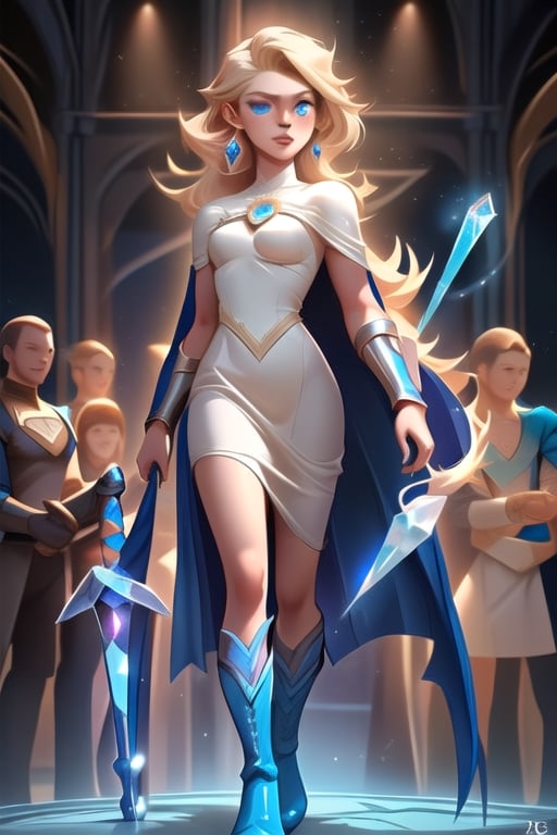 Lux is a young magician with blonde hair and blue eyes. She wears a long white dress with a blue cape. She also carries a crystal scepter and a pair of leather boots. Lux is a League of Legends champion who is known for her crowd control and magic damage abilities.