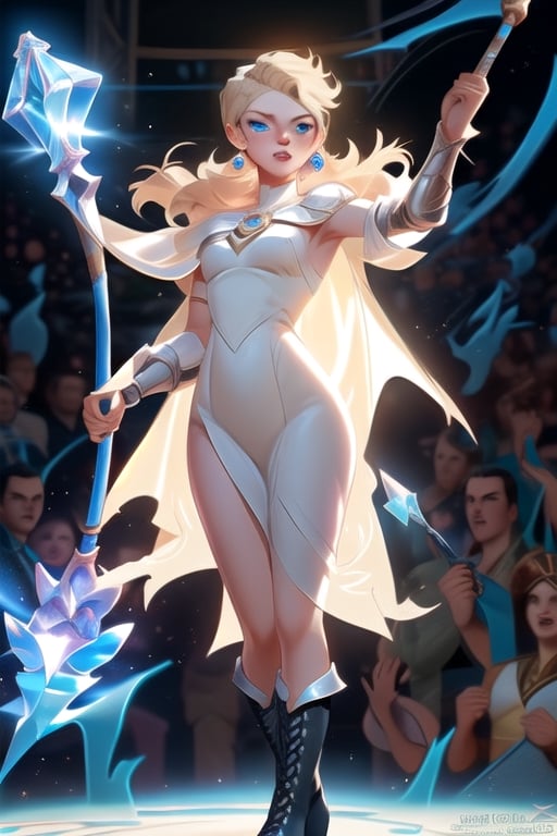 Lux is a young magician with blonde hair and blue eyes. She wears a long white dress with a blue cape. She also carries a crystal scepter and a pair of leather boots. Lux is a League of Legends champion who is known for her crowd control and magic damage abilities.