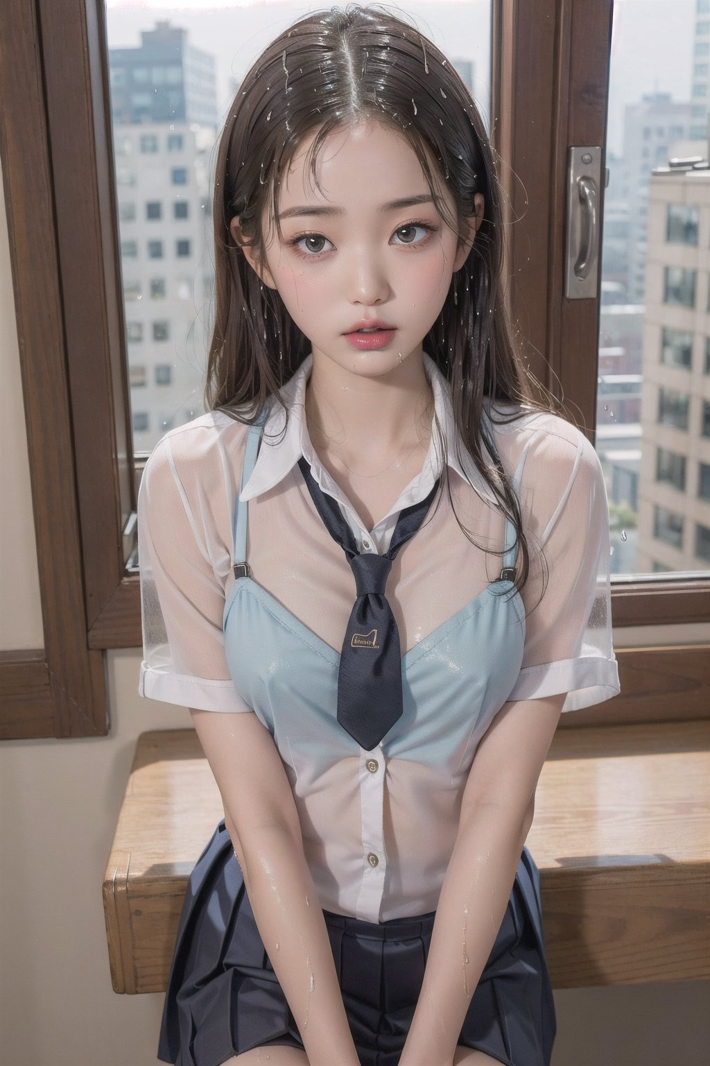 1girl,  ((wet school uniform)),  pouting by simon_jk_lazy on Tensor.Art