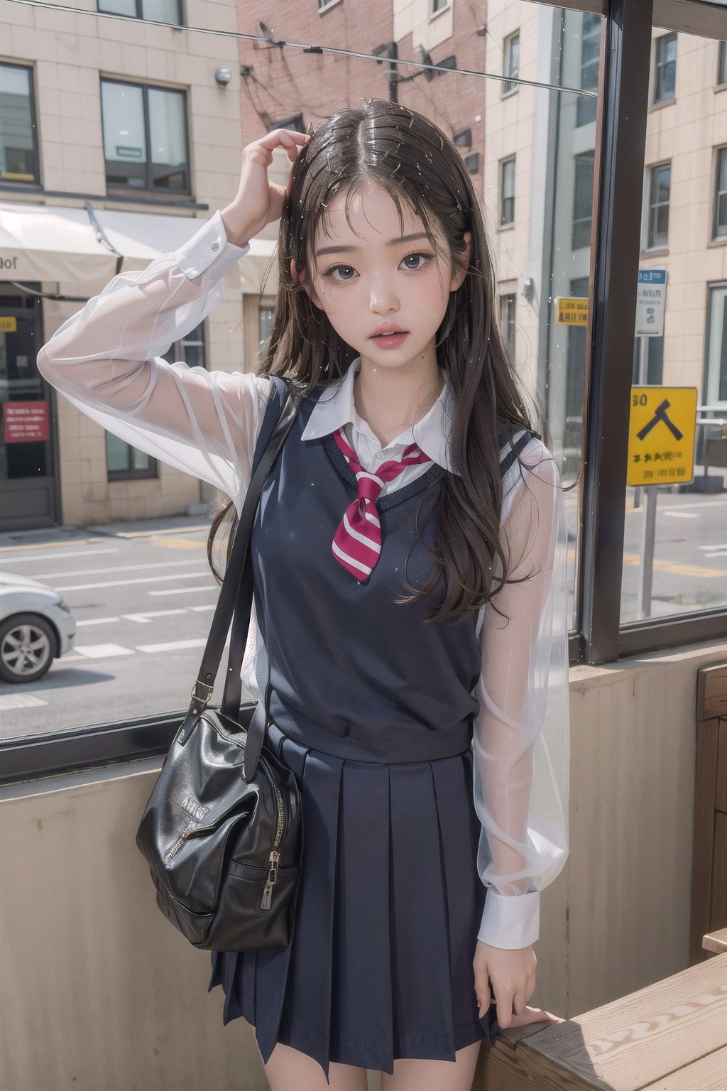 1girl,  ((wet school uniform)),  pouting by simon_jk_lazy on Tensor.Art