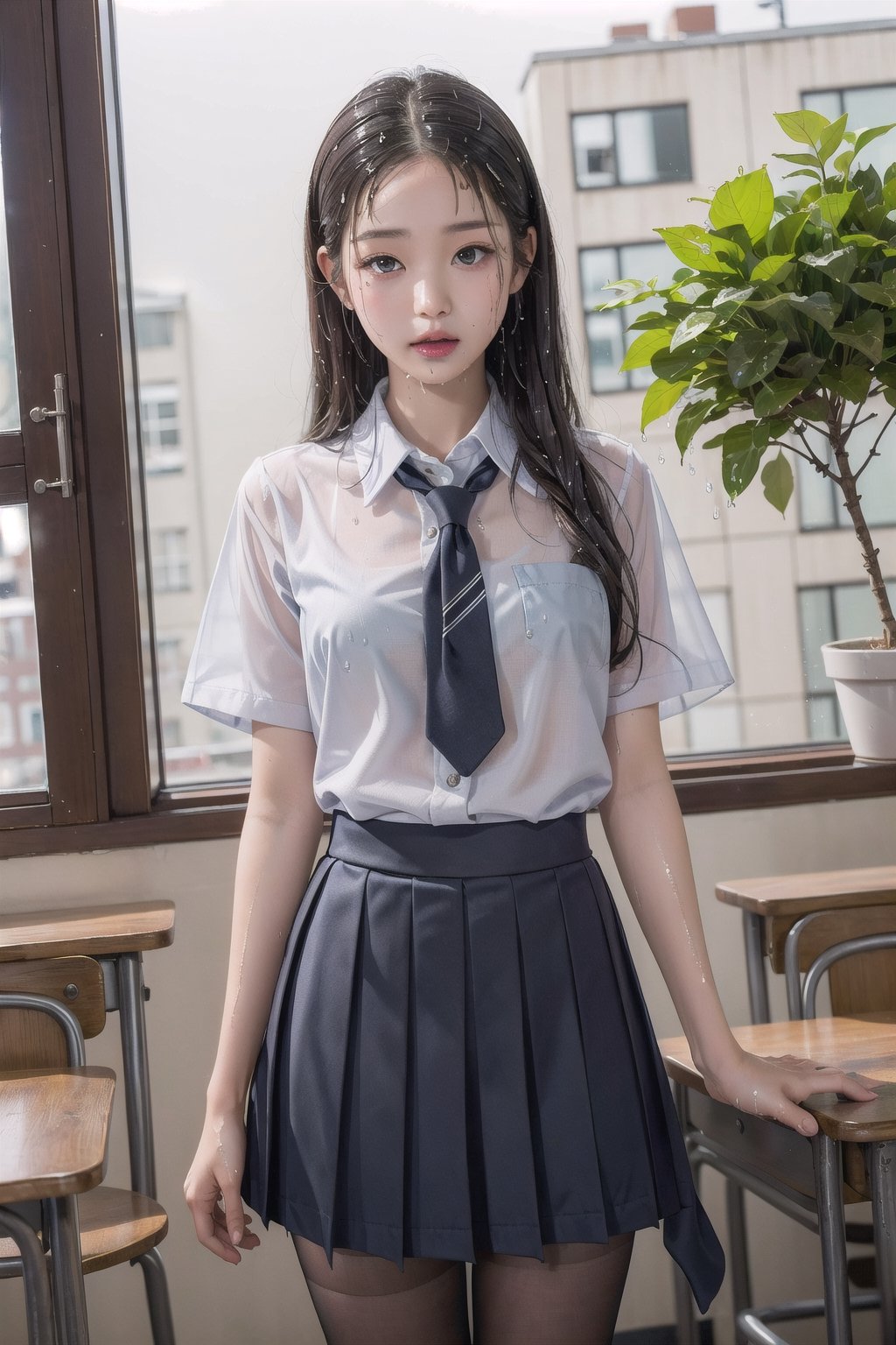 1girl,  ((wet school uniform)),  pouting by simon_jk_lazy on Tensor.Art