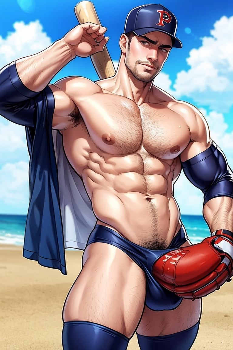 Realistic, handsome men,underwear_bulge ,beach , pubic_hair_(male), white jockstrap,sexypirate,firemenoutfit,Baseball Players