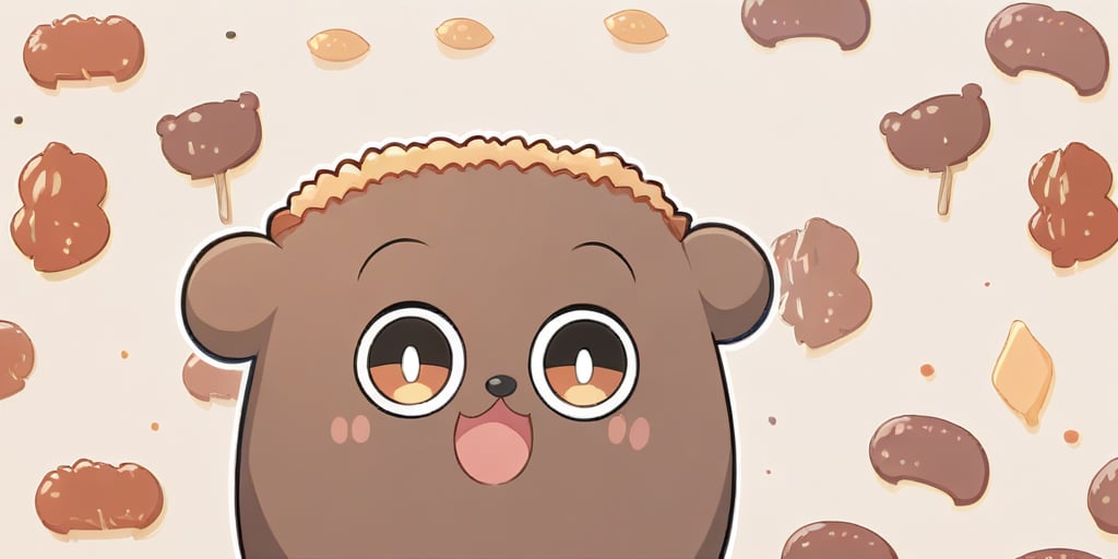 ((cartoon style)), fried Meat Background, anime, cute, simple_background