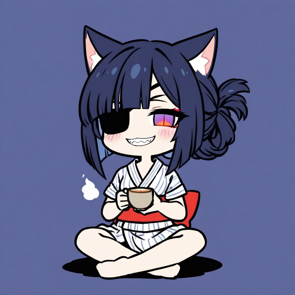 1girl,  (cute cat girl),  ((Dark blue hair)) by 七瀬丸 on Tensor.Art