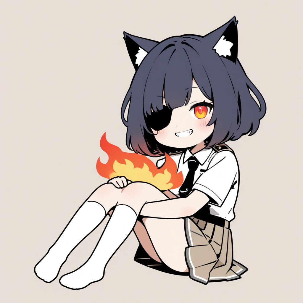 1girl,  (cute cat girl),  ((Dark blue hair)) by 七瀬丸 on Tensor.Art