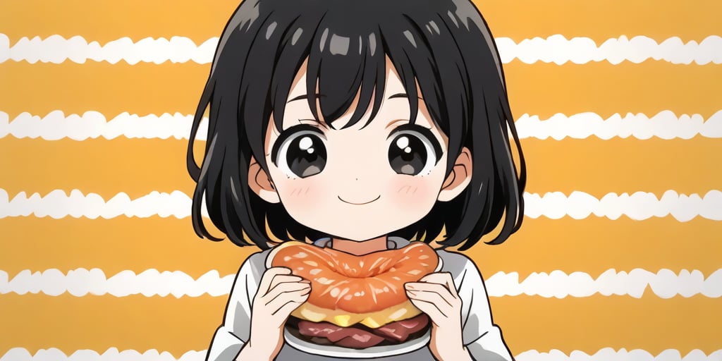 ((cartoon style)), fried Meat Background, anime, cute, simple_background