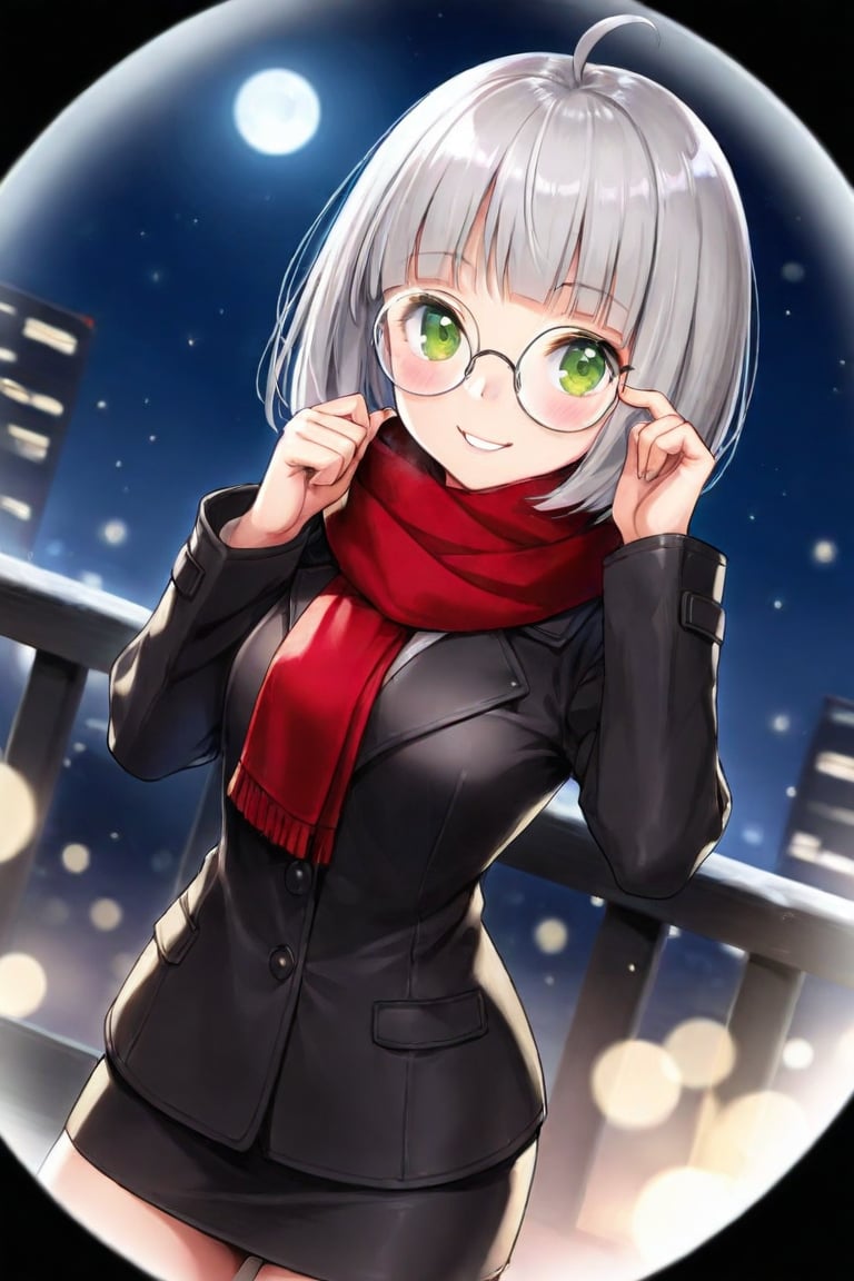 1girl,  (gray hair),  green eyes by 七瀬丸 on Tensor.Art