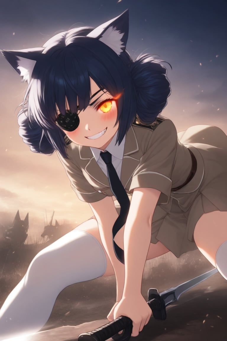1girl,  (cute cat girl),  ((Dark blue hair)) by 七瀬丸 on Tensor.Art