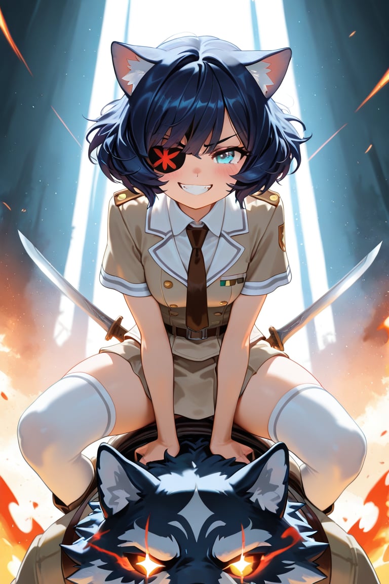 1girl,  (cute cat girl),  ((Dark blue hair)) by 七瀬丸 on Tensor.Art