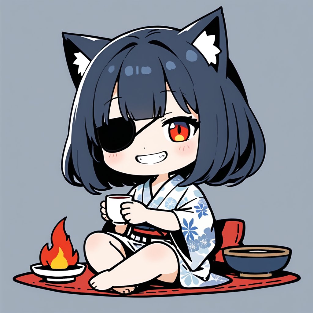 1girl,  (cute cat girl),  ((Dark blue hair)) by 七瀬丸 on Tensor.Art