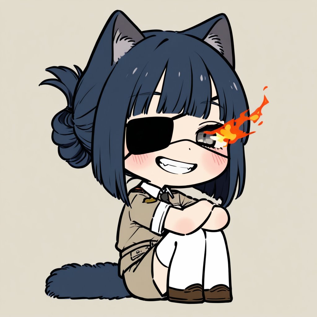1girl,  (cute cat girl),  ((Dark blue hair)) by 七瀬丸 on Tensor.Art