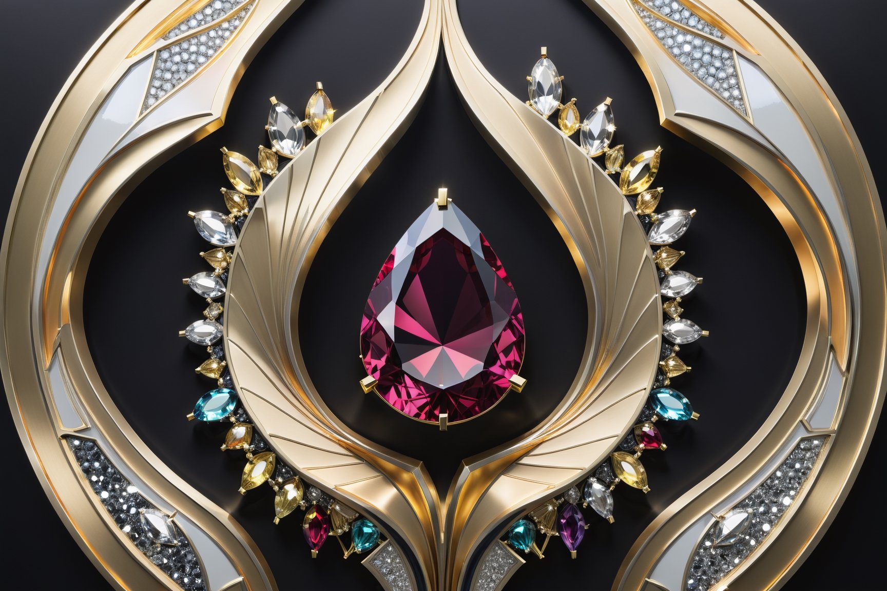 Photorealistic representation in high definition of a mystical and enigmatic scene sculpture art deco,  holographic,  caot...