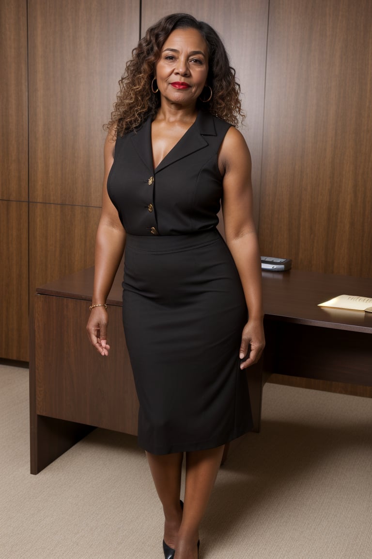 ((gorgeous black woman aged 50 wearing brown formal dress)),  pencil_skirt,  mature_female by AI_Lusting on Tensor.Art