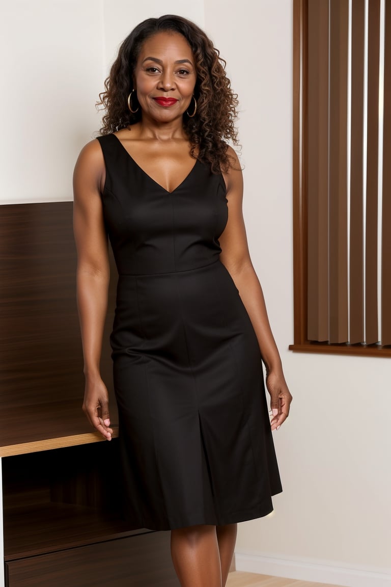 ((gorgeous black woman aged 50 wearing brown formal dress)),  pencil_skirt,  mature_female by AI_Lusting on Tensor.Art