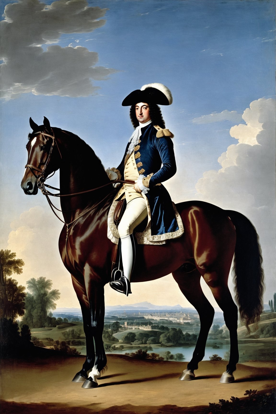 by Francesco Hayez,
Louis XIV equestrian portrait,
full body,  neoclassical