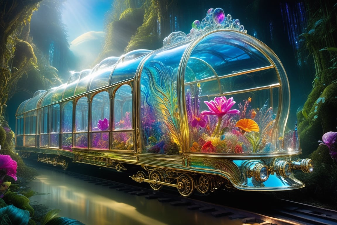 dreamscape a fully transparent Majestic glass tiny_train,  award winning,  concept design by SometimesWitchy on Tensor.Art