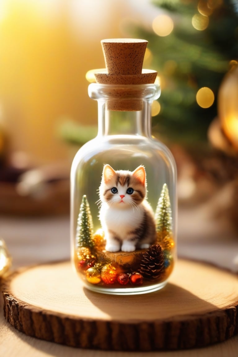 Cute very small chubby cat in a glass potion bottle,  miniature cat in a mana bottle,  realistic cat by SometimesWitchy on...