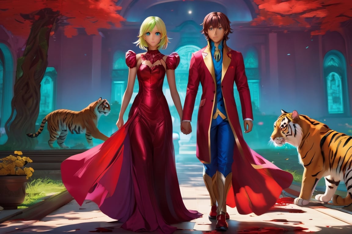 Ghostly environment, boy and girl, scary expressions in their eyes and facs, Ghost,
, vivid colors, romanticism, tiger & bunny, atmospheric, trending on artstation, blood red dress girl standing, official art, unity 8k wallpaper,ultra-detailed, beautiful and aesthetic, masterpiece, best quality, vignette, depth of field, High Detail, hyperdetailed, cinematic,photography,