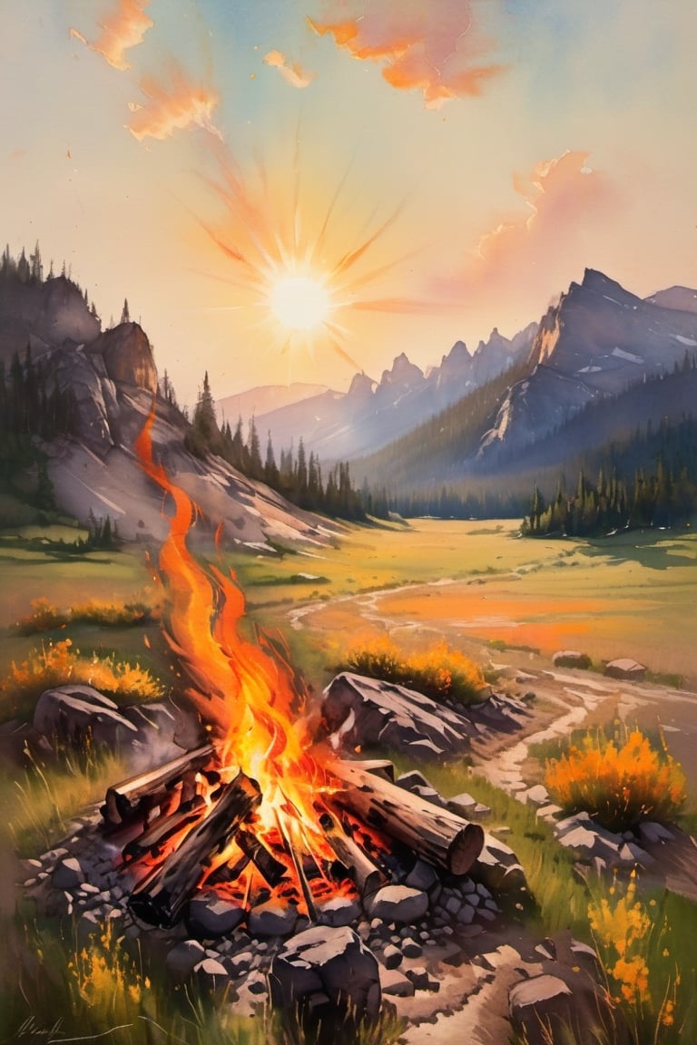 Bright sun,  bonfire, by BLESSLJH on Tensor.Art